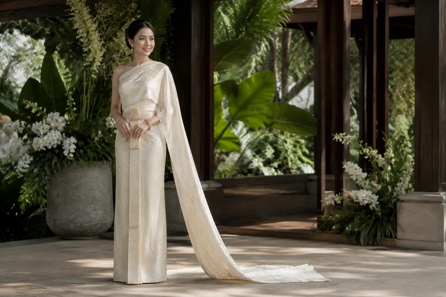 Thai Silk Wedding Dress in Hot Weather